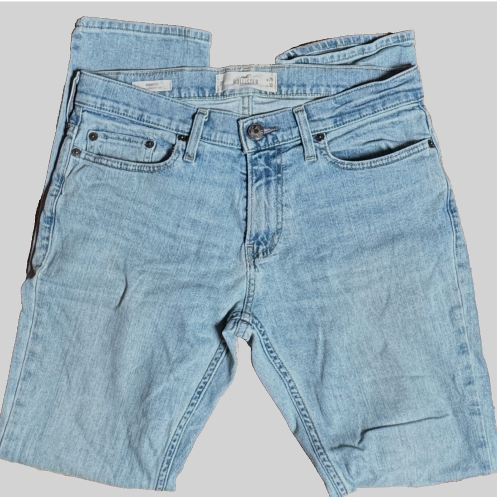 (29x32) Hollister Mens Jeans Straight Skinny Slight Stretch Blue Classic Denim